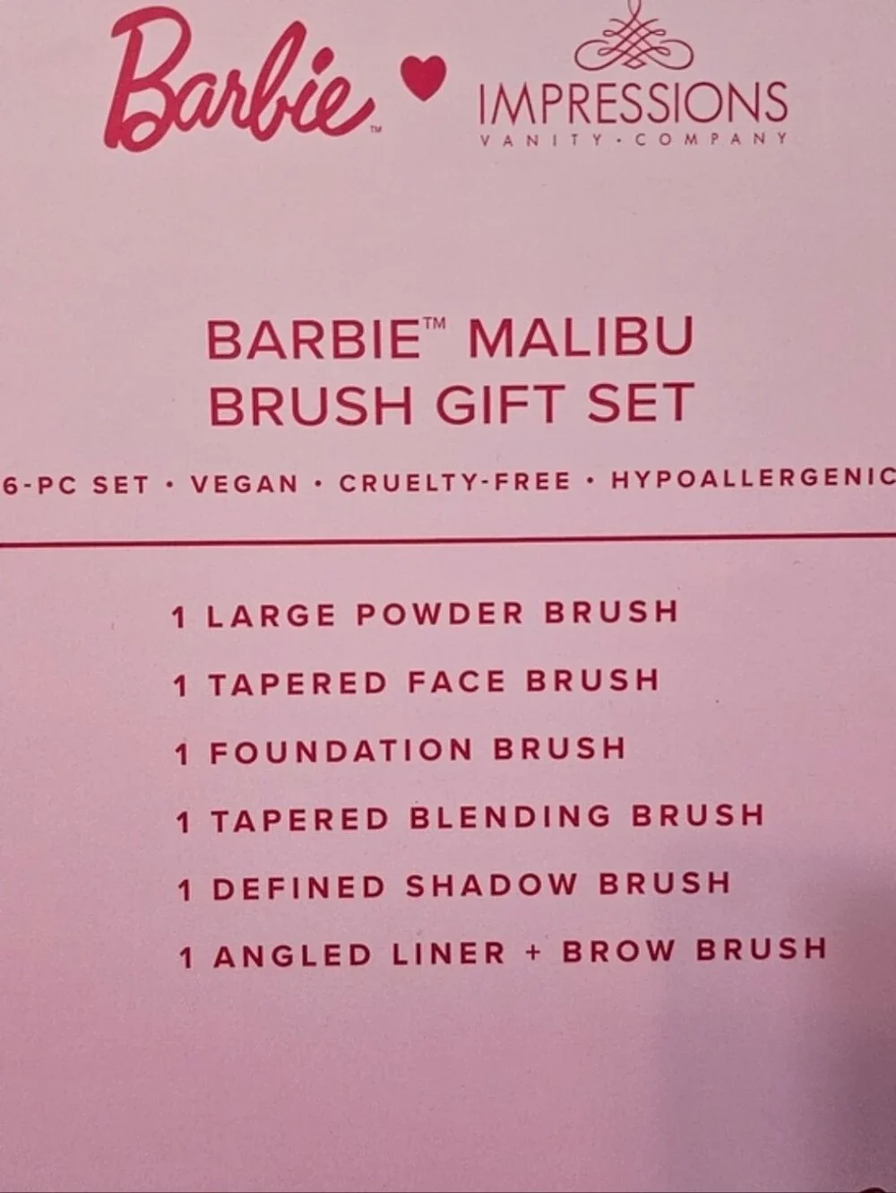 Barbie Pink and Gold Makeup Brush Set with Palm Pouch